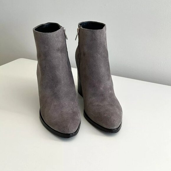 Women's ALEXANDER WANG Gabi Gray Suede Cutout Chunky Heel Ankle Boots Size 38 - Picture 3 of 8